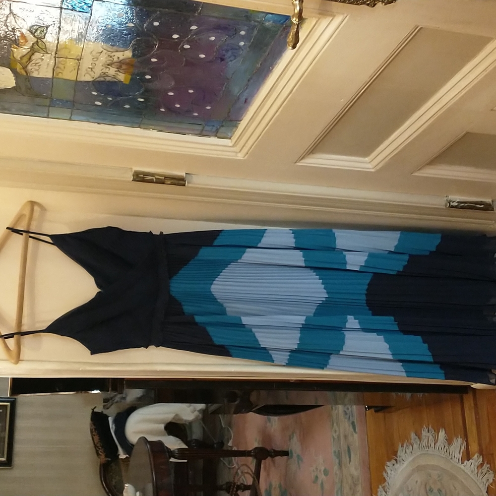 J crew new dress colors are teal blue, navy blue, and light blue mix.